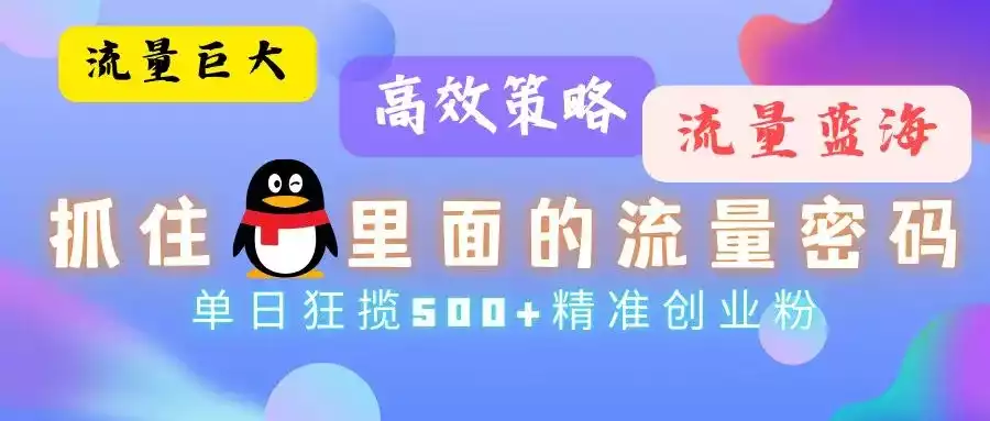 (1期）-流量新蓝海——解锁QQ流量密码，高效策略单日吸粉500+精准创业粉